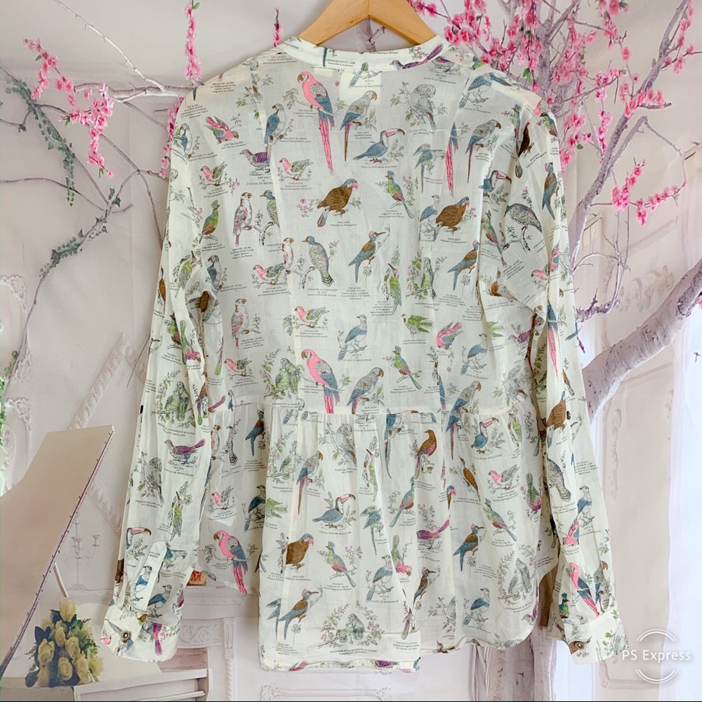 SOLD Anthropologie Maeve Pintucked Bird Blouse - Picture 5 of 8